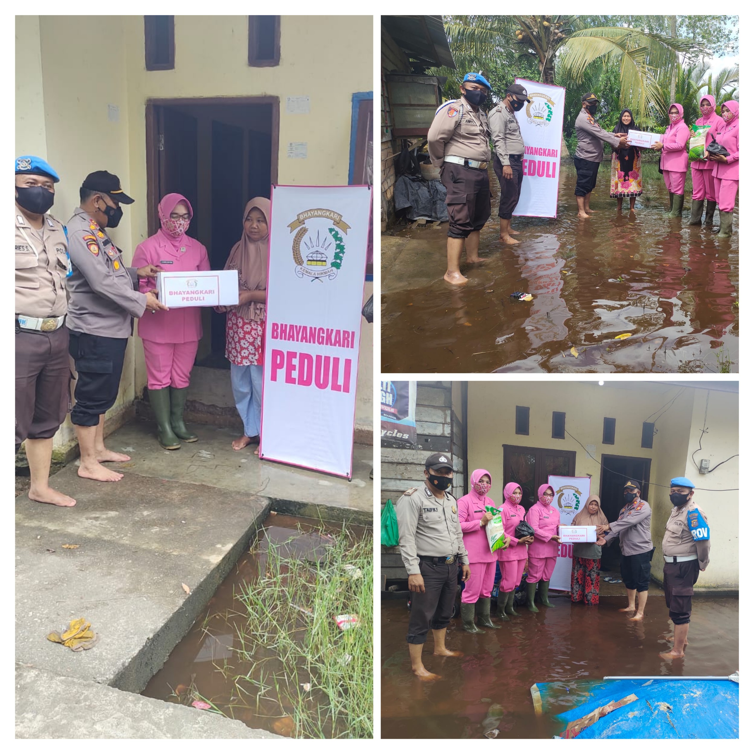 Bhayangkari Peduli Polsek Sungai Apit Terhadap Warga Terdampak Banjir Air Pasang Keling