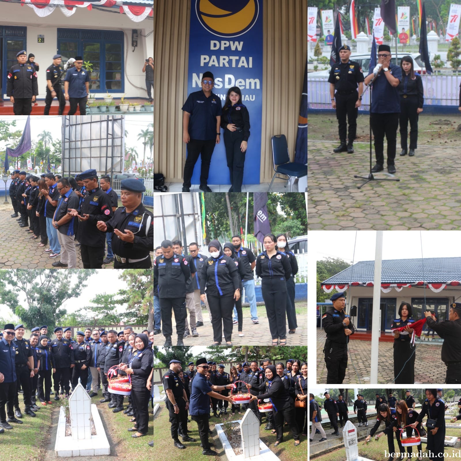 Garda Pemuda NasDem Riau Tabur Bunga Beri Penghormatan kepada Pahlawan di HUT ke-77 RI