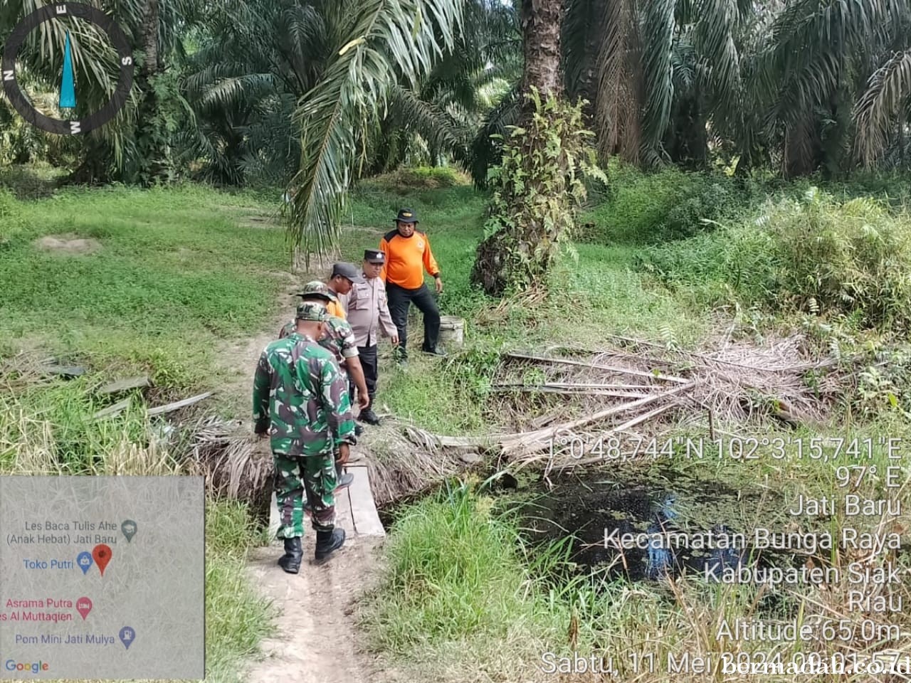 Penanggulangan Karhutla di lintas Wilayah Koramil 06/PWK Sabak Auh, Sabtu 11 Mei