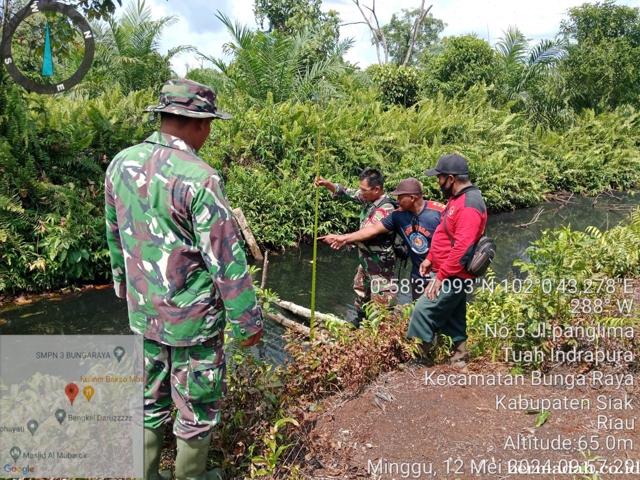 Penanggulangan Karhutla di lintas Wilayah Koramil 06/PWK Sabak Auh, Minggu 12 Mei