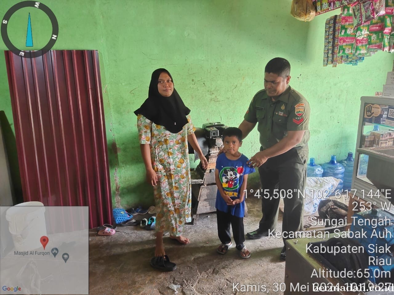 Kamis 30 Mei, Koramil 06/Pwk Sabak Auh Pengecekan anak stunting di Kampung Sungai Tengah