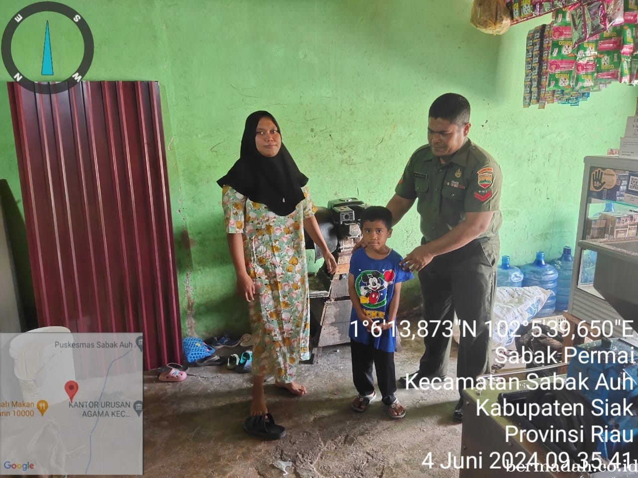 Selasa 4 Juni, Anggota Koramil 06/Pwk Sabak Auh Pengecekan anak stunting