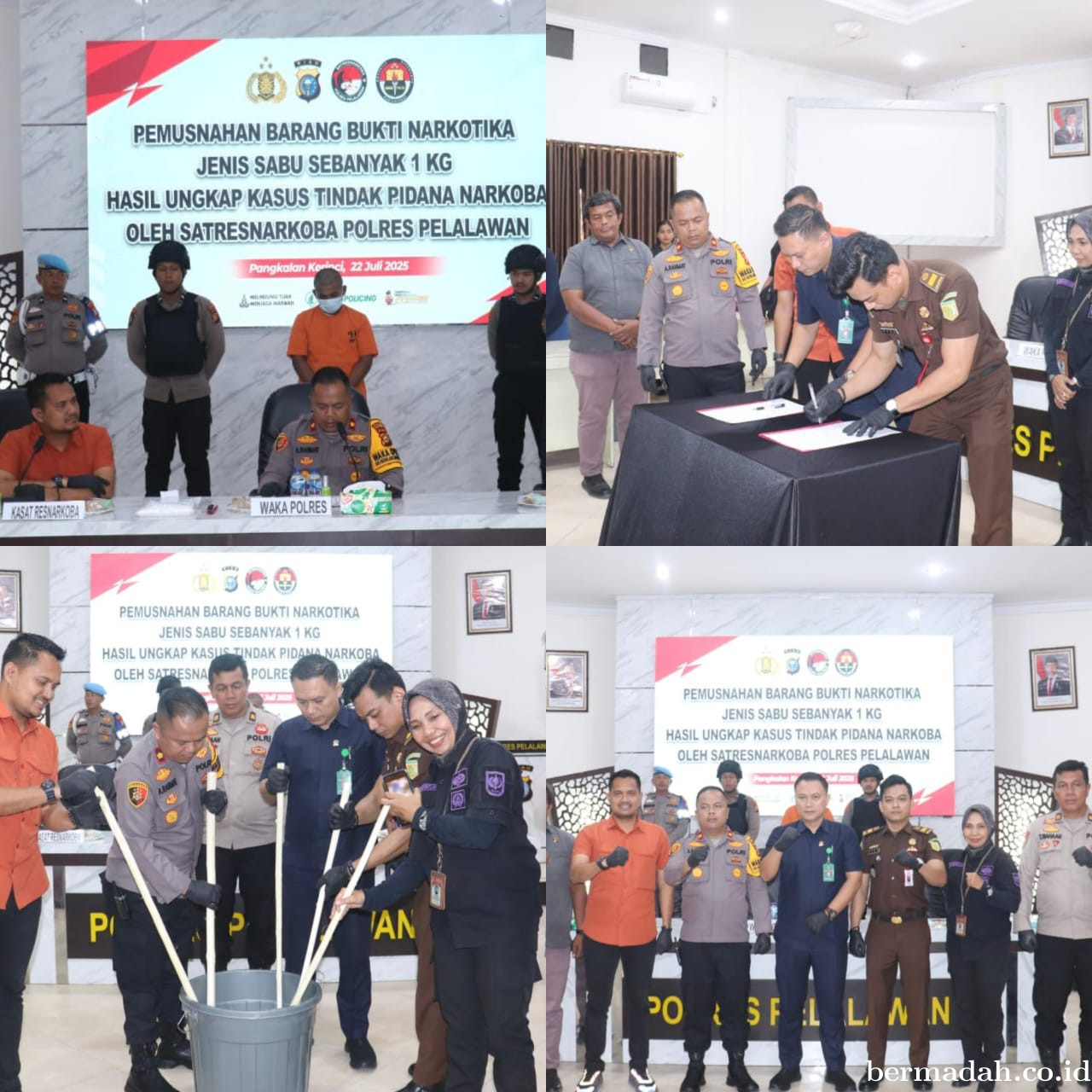 Polres Pelalawan Musnahkan 1 Kg Sabu: Komitmen Tegas Berantas Narkoba