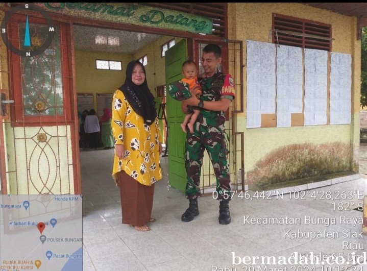Rabu 20 Maret, Koramil 06/Pwk Sabak Auh Laksanakan pengecekan anak stunting di Kampung Bungaraya