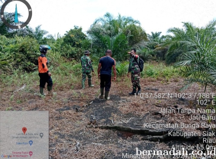 Penanggulangan Karhutla di lintas Wilayah Koramil 06/PWK Sabak Auh, Minggu 7 April