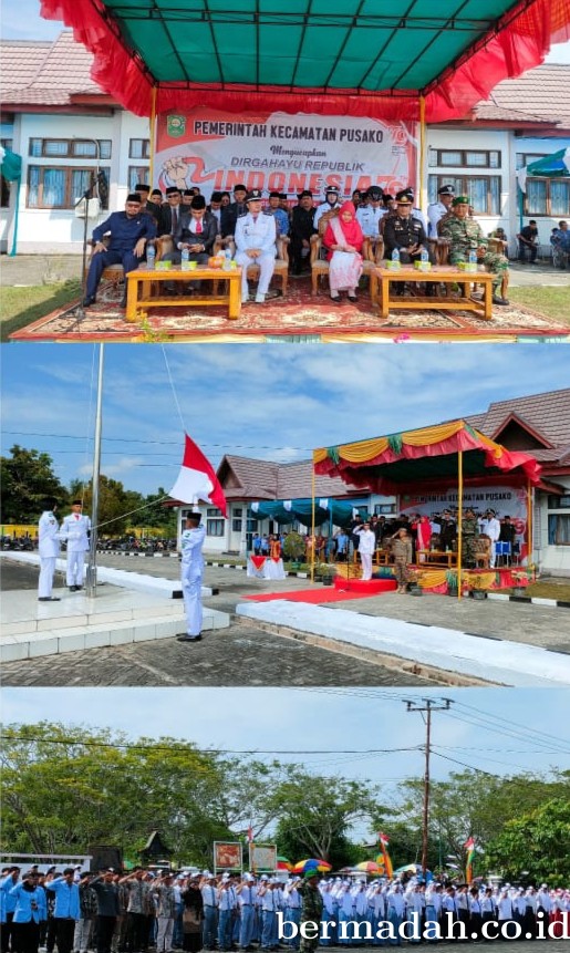 Upacara Detik-Detik Proklamasi 17 Agustus 2024 di Halaman Kantor Camat, Kecamatan pusako